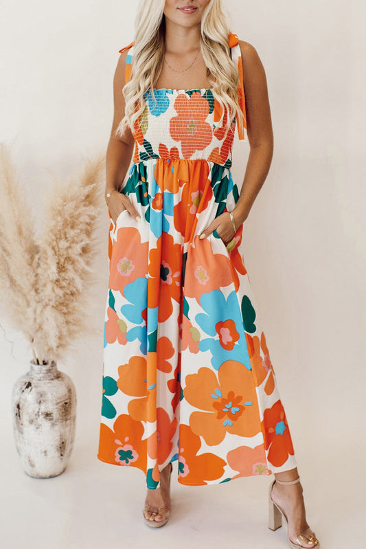 Retro Floral Maxi Dress with POCKETS