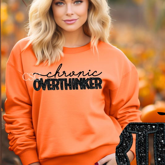 Chronic Overthinker-Faux Sequins-Sweatshirt