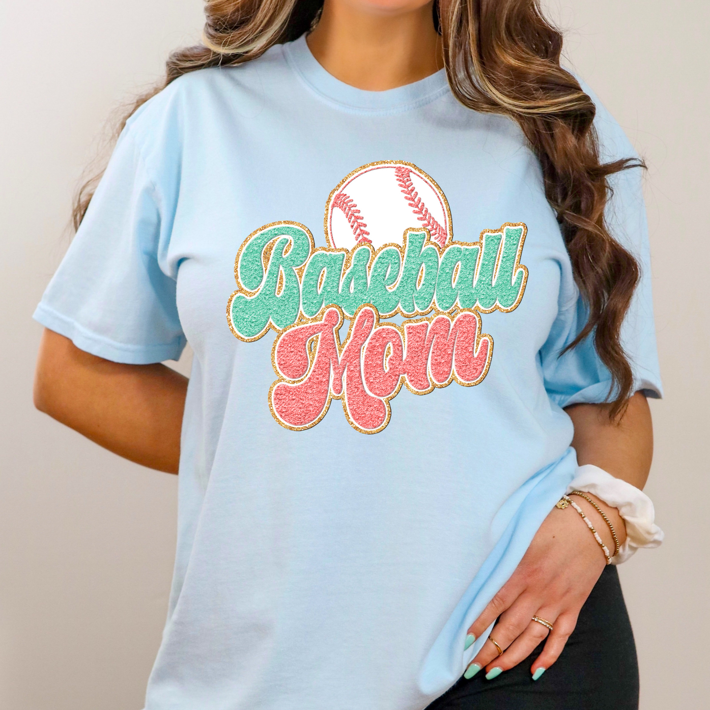 Baseball Mom- Faux Chenille Graphic Tee